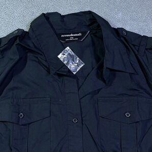 Norma Kamali Black Utility Style Shirt Dress Button Front‎ XL Made in Sri Lanka